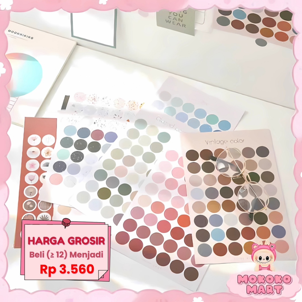 

MM Stiker Kertas Dekor MACARON DOTS Aesthetic Paper Sticker Planner Scrapbook 12 Style Stiker SD04