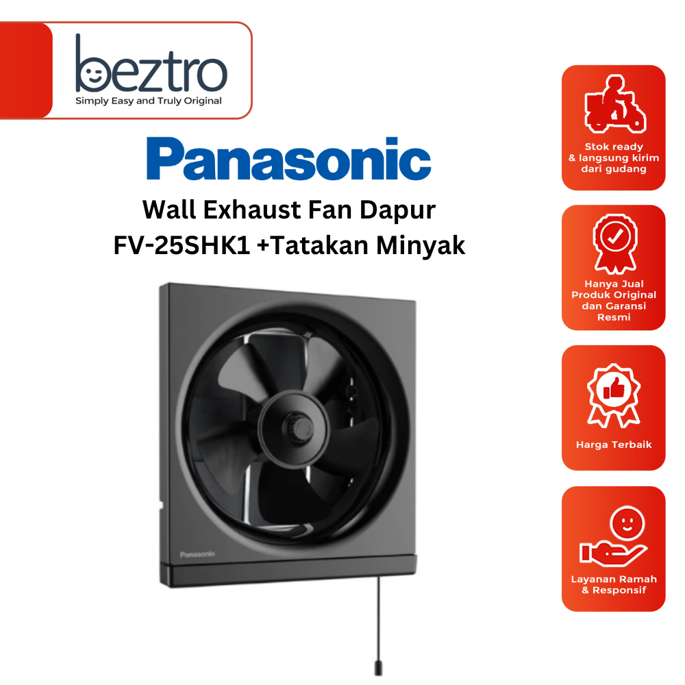 Panasonic Wall Exhaust Fan Dapur FV-25SHK1-K / FV25SHK1K Ventilating Fan 25 cm Tatakan Minyak