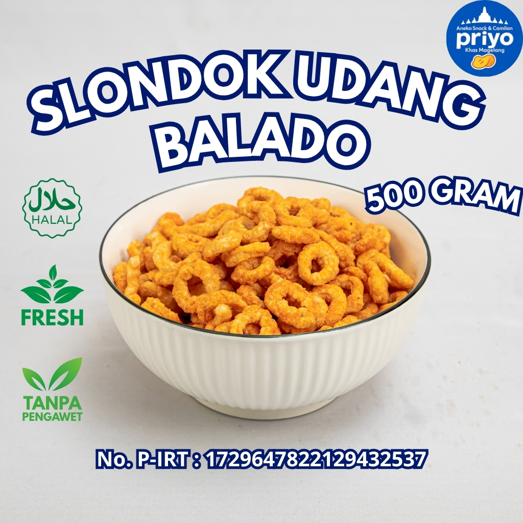 

Slondok Udang Balado 500g Priyo Snack Khas Magelang Renyah Gurih Halal Tanpa Pengawet