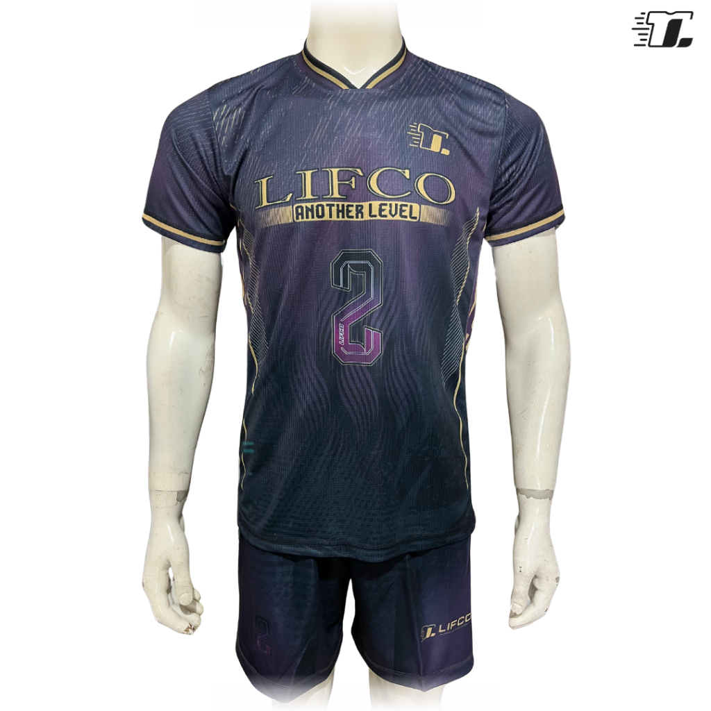 Lifco Jersey Dan Celana Voli Cowok Premium  Full Printing PURPLE GOLD (Dijual Secara Terpisah)