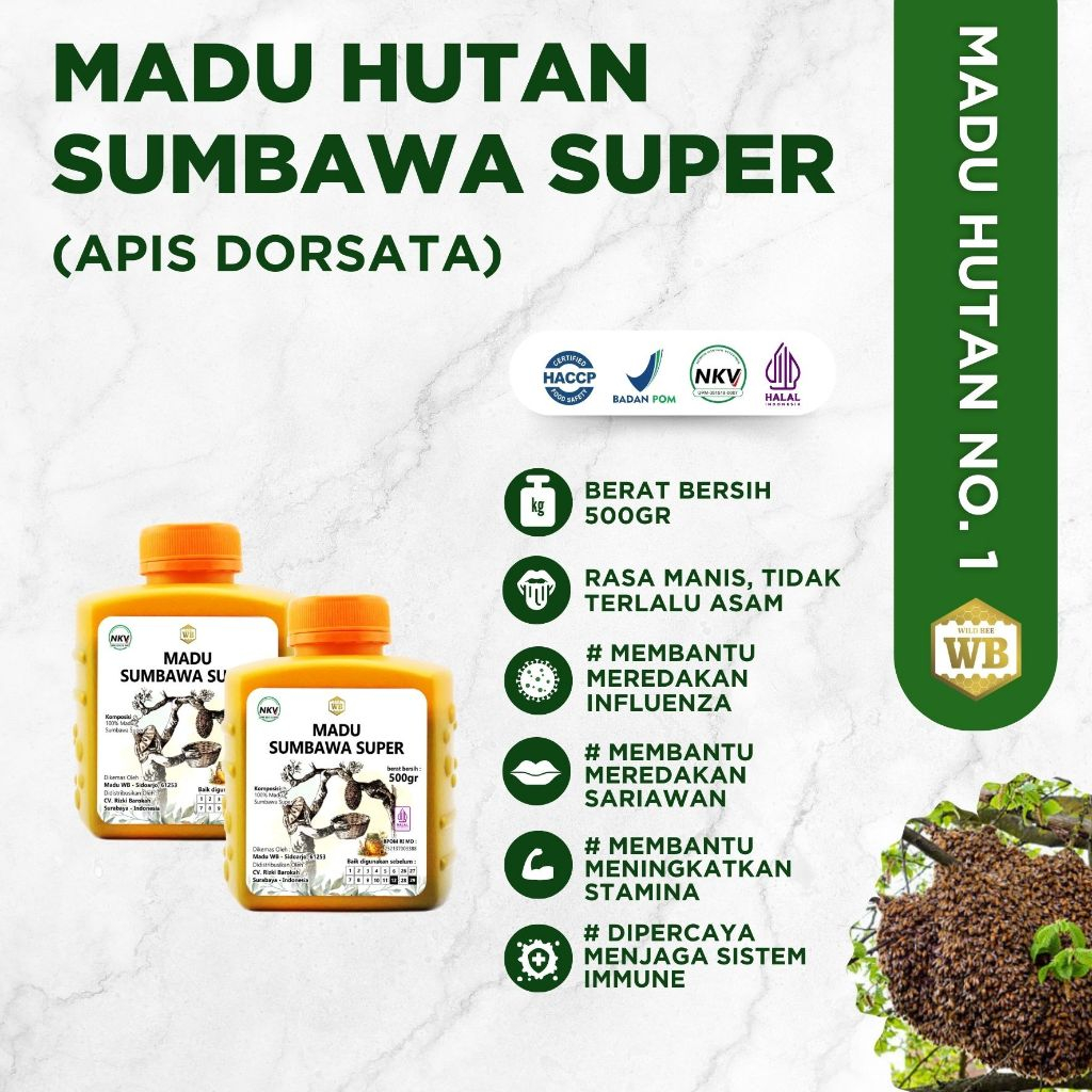 

WB Wild Bee - Bundling 2 Pcs Madu Sumbawa Super / Lebah Apis Dorsata -Wild Bee - Beli 10 Gratis 1