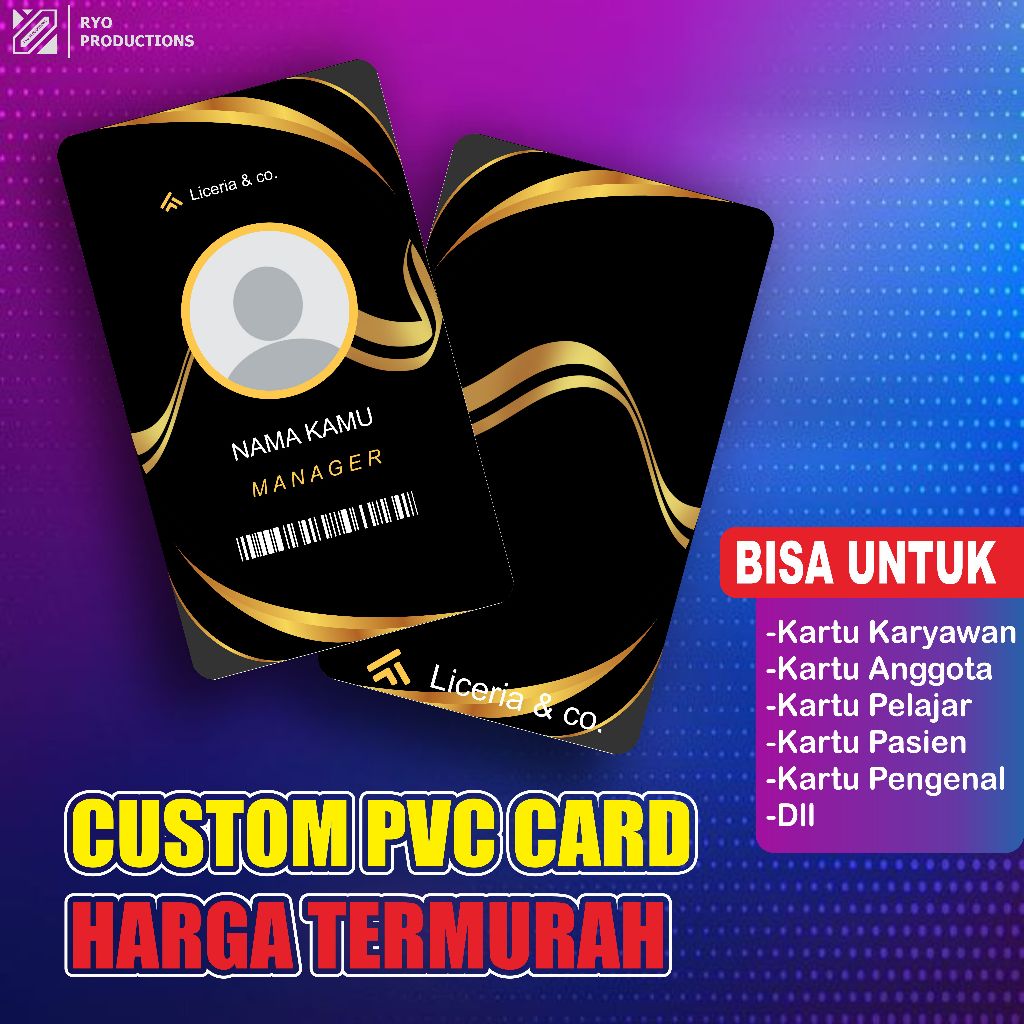 

Cetak ID Card | Plastic PVC | Kartu Member | ID Card Karyawan | Kartu Pelajar | 1 SISI | 2 SISI