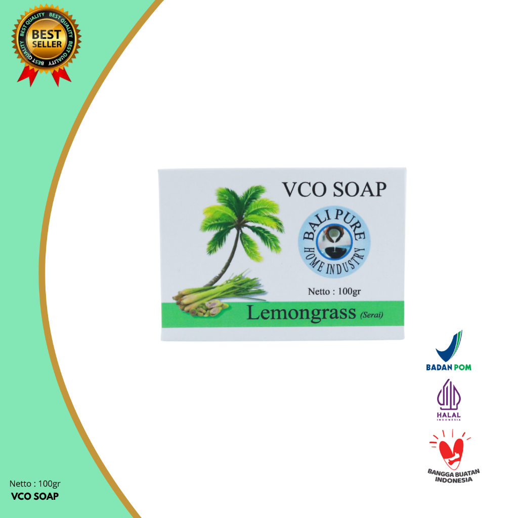 Bali Pure VCO Soap (Sabun) 100gr Perawatan Kulit Halus dan Lembut dengan Wangi Lemongrass Yang Menen
