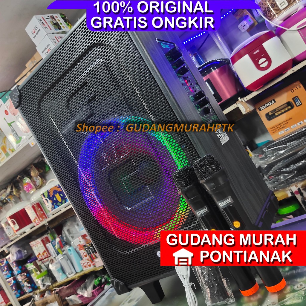 Salon Bluetooth GMC 12 inch 2 MIC Wireless 12" Speaker Portable SUPER BASS 883H