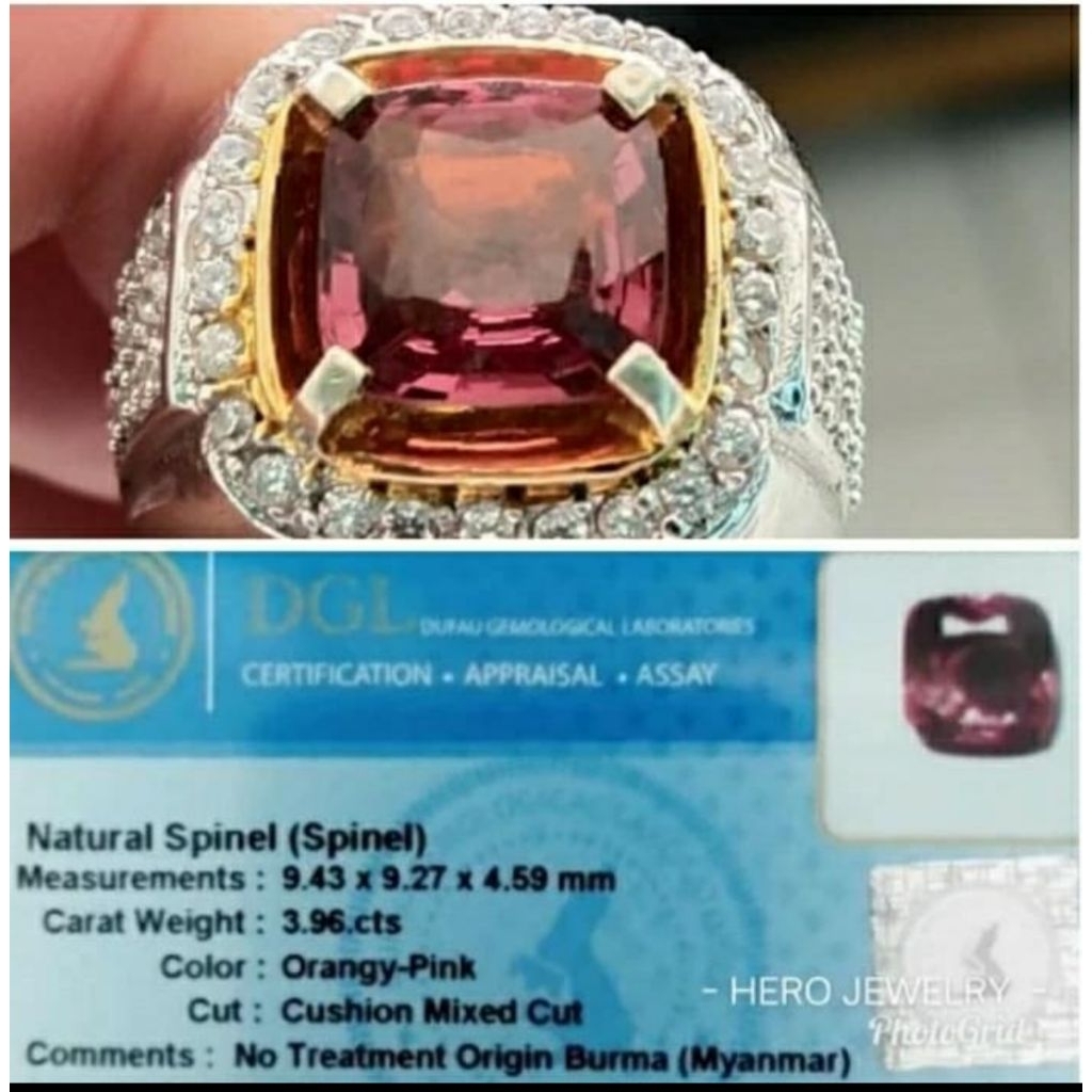 NATURAL ORANGY PINK SPINEL BIRMA WARNA DAN LUSTER BAGUS ada blue sapphire srilanka safir ceylon red 