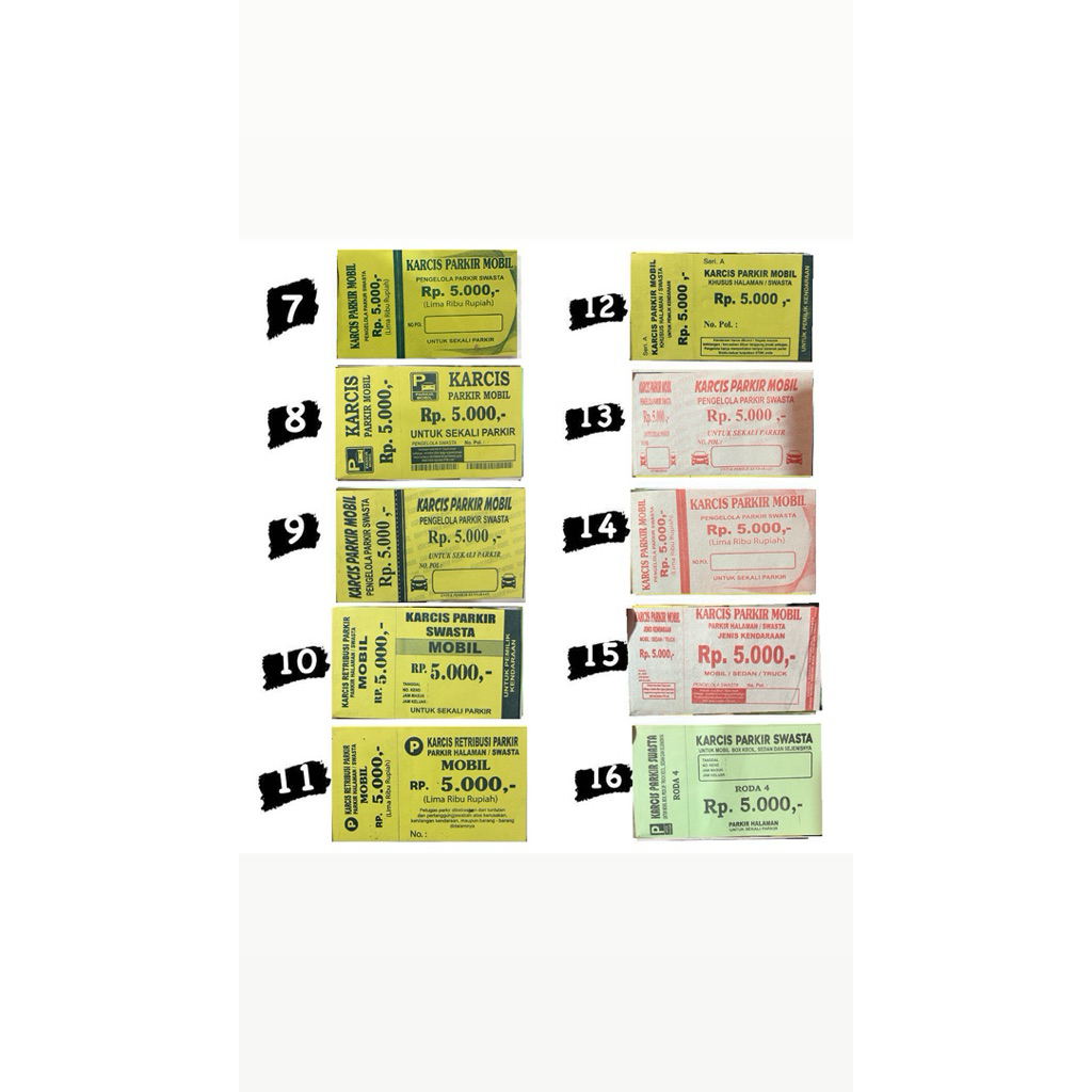 

KARCIS PARKIR MOBIL TRUK 4000 5000 6000 7000 8000 10000