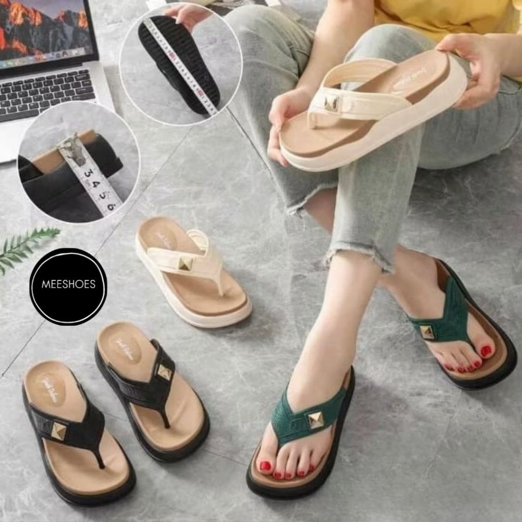 sandal karet impor wanita japit balance anti air