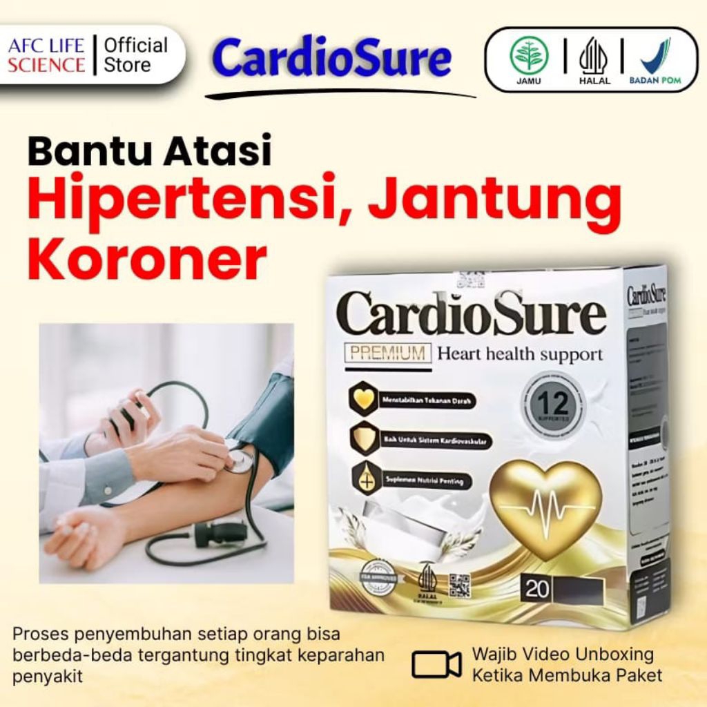 

CARDIOSURE SUSU BUBUK (12) SACHET ORIGINAL OBAT HIPERTENSI JANTUNG STRUK KOLESTROL ASAM URAT REKOMENDASI PARA DOKTER