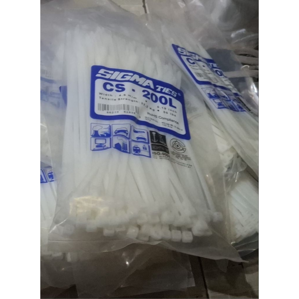 

kabel ties sigma 20cm 4,8mm CS-200L isi 100pcs putih / kabel tis 20cm