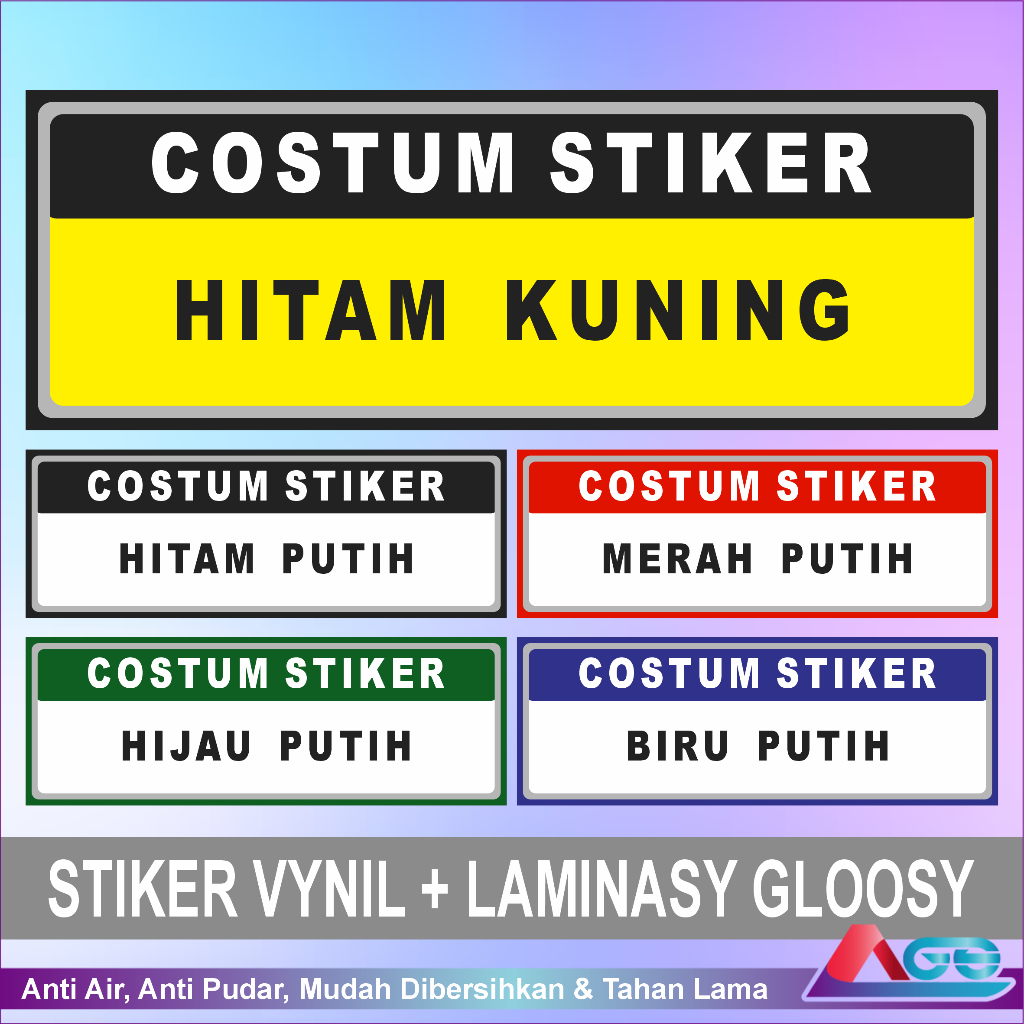 

Costum Stiker Tulisan Bebas Suka - Suka Ukuran Besar Sticker Vynil Anti Air Laminai Glossy