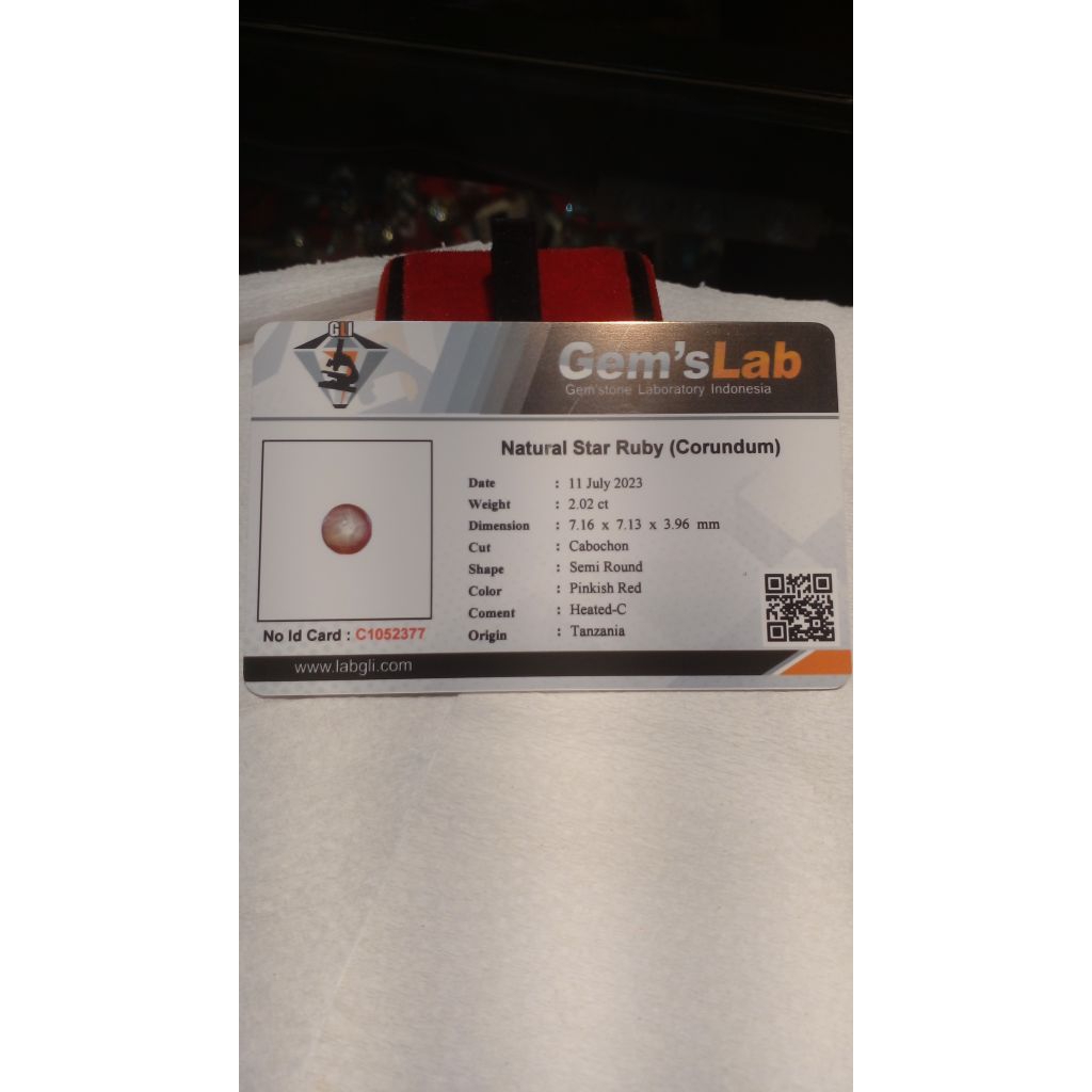 Natural star ruby