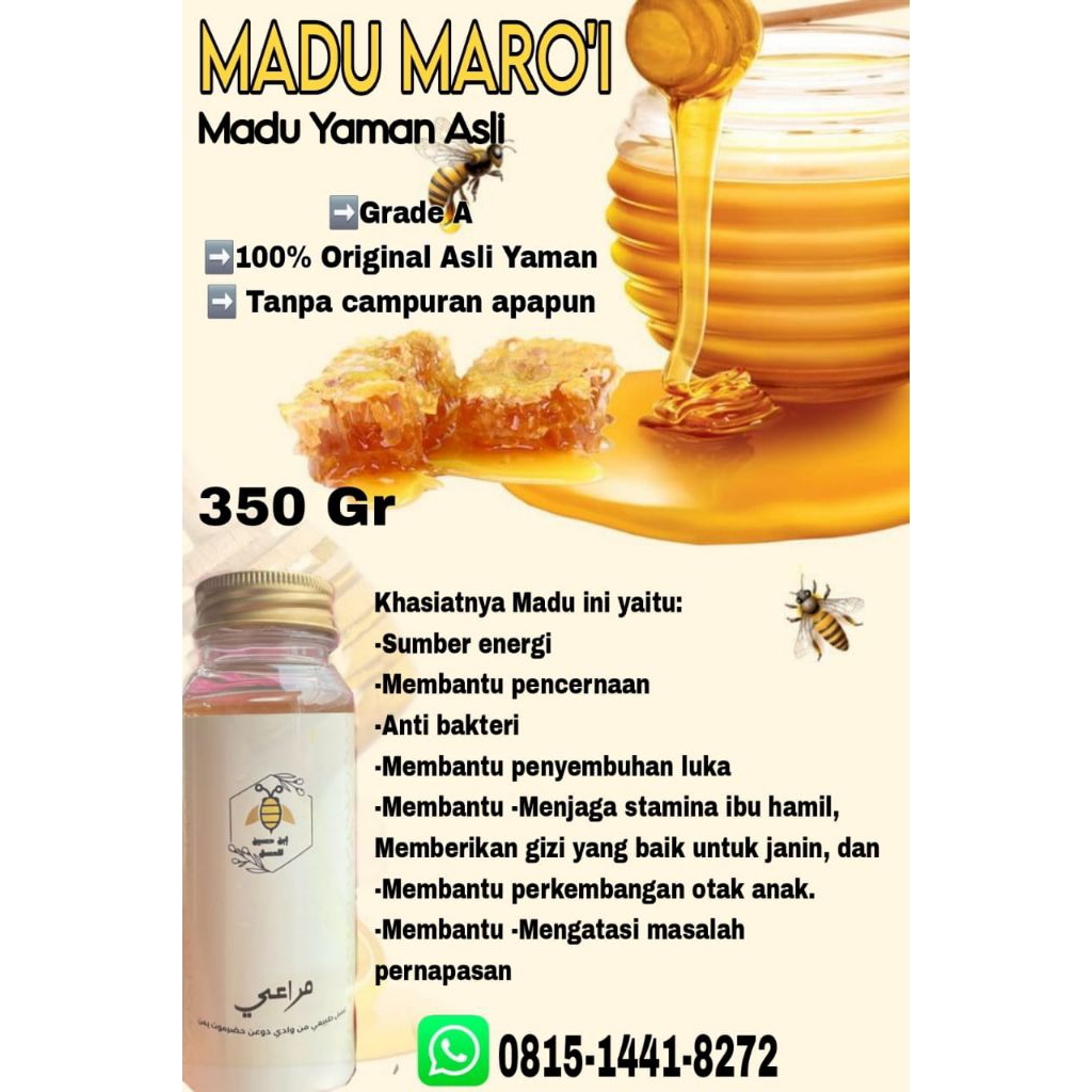 

Madu murni 100% hadramaut yaman wadi douan asli 350 gram mara'I dan sumroh