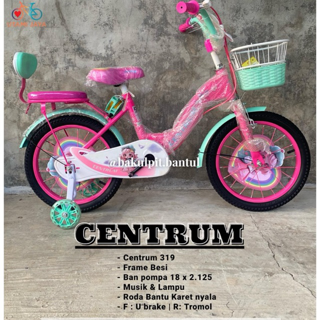 Sepeda Anak cewek keranjang mini ring 18 centrum 319 | Sepeda Anak roda 4 empat