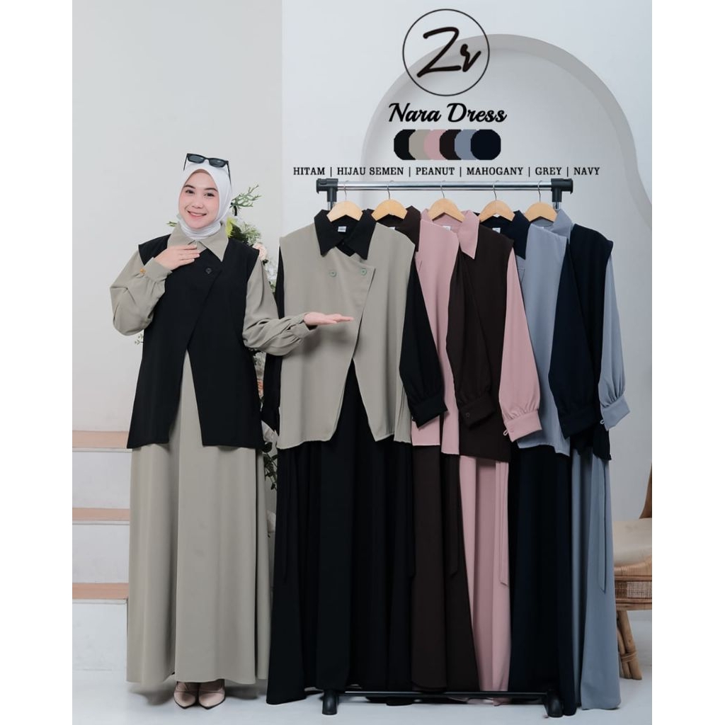 NARA Gamis Bahan Sabrina ORI by ZR Fashion/ Nara Dress by ZR Fashion/ Gamis Nara Dress by ZR/ ADINDA
