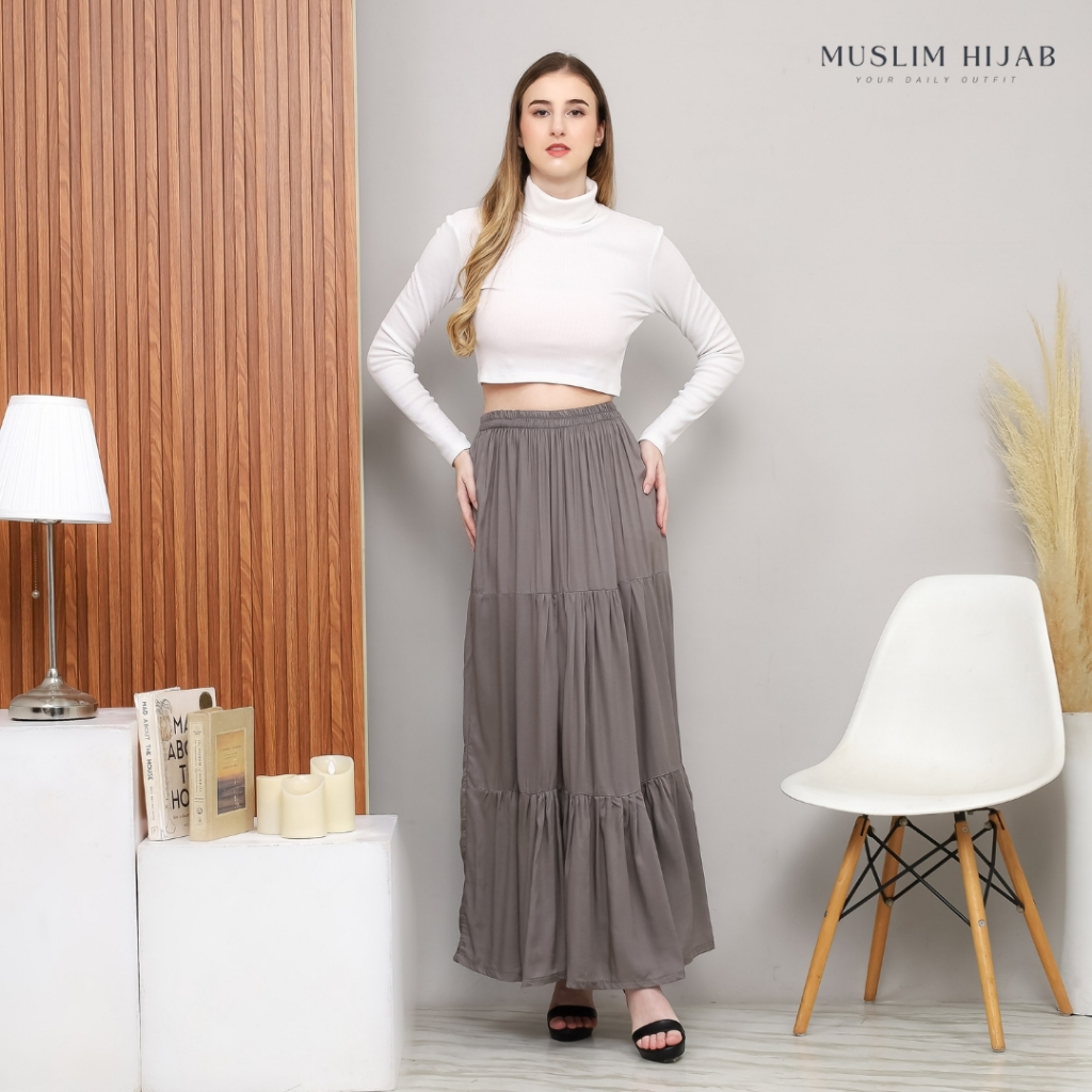 Ima Skirt Rok Panjang Remple Katun Rayon | Rok Wanita Flowy Casual | Rok Wanita Korean Style | Bawah