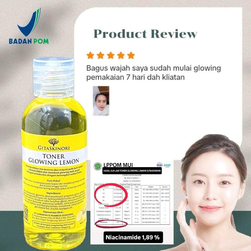 BPOM TONER PELICIN EXTRAK LEMON TONER GLOWING LEMON