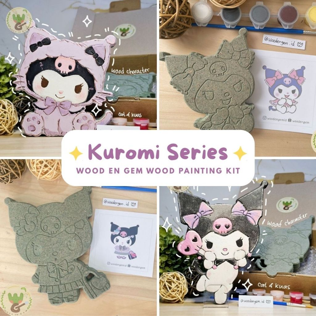 

Paint by Number - Gambar Mewarnai Anak - Hampers Ulang Tahun Anak - Paket Melukis Karakter Kayu Seri Kuromi Sanrio WOODENGEM