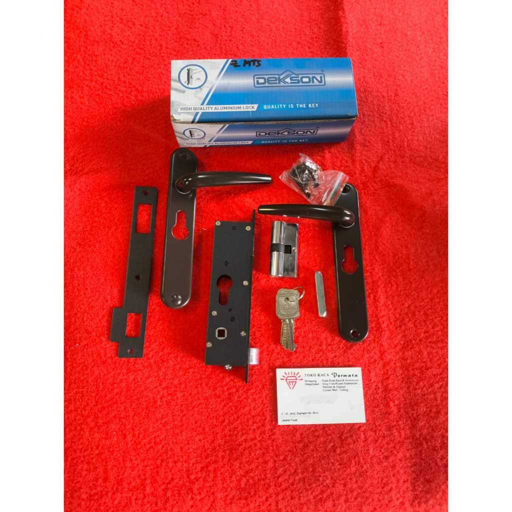 DEKSON Full Set Handle Pintu Lock Alumunium Black