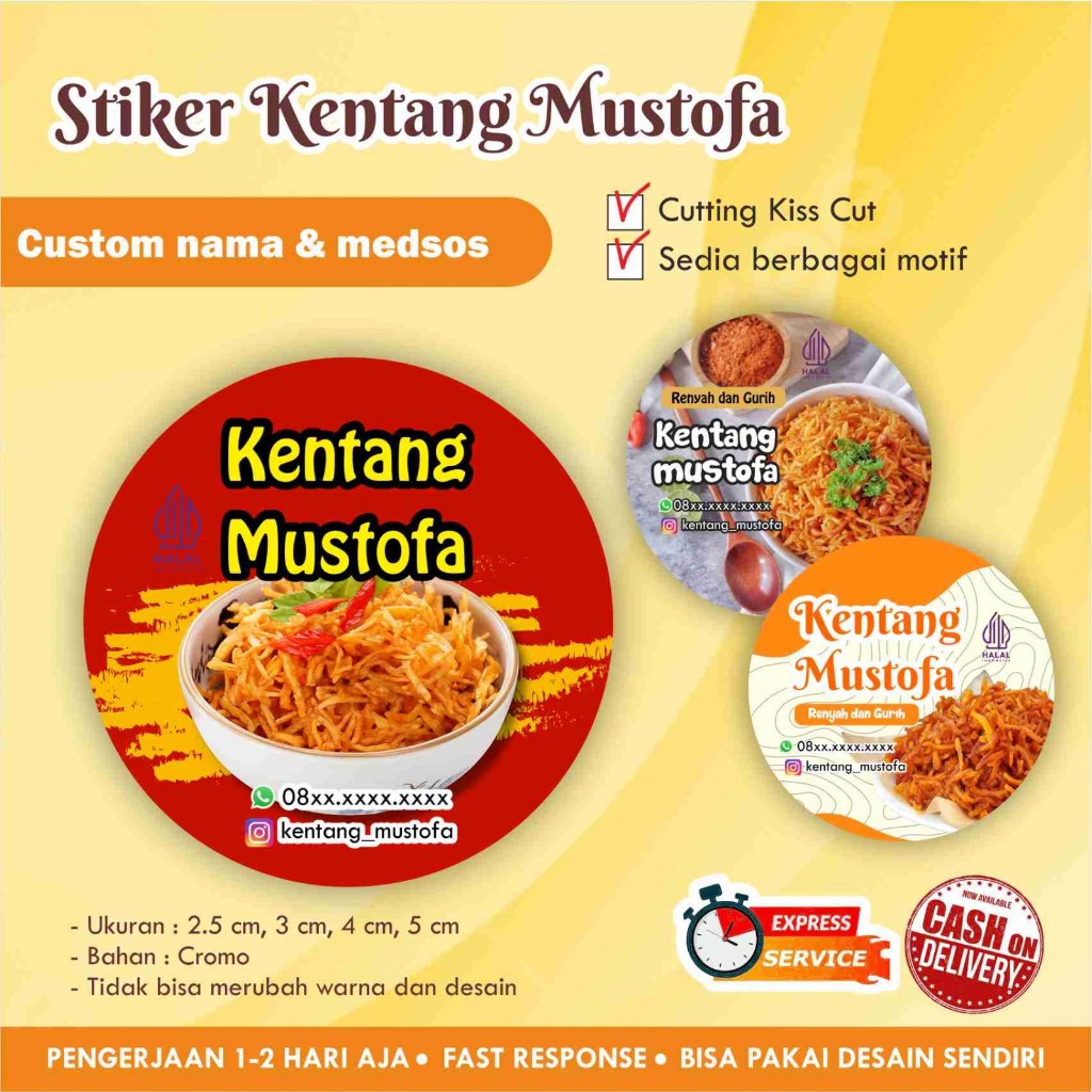 

[170 pcs] Stiker Kentang mustofa Cromo bulat / Label kemasan makanan / minuman / promosi / murah