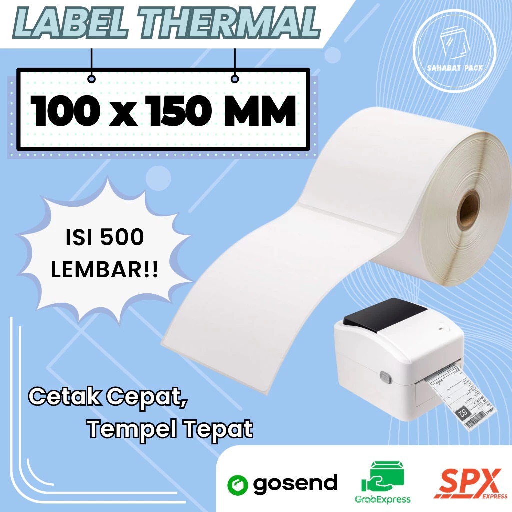 

KERTAS RESI LABEL STIKER BARCODE PRINTER THERMAL TERMAL UKURAN A6 100X150 MM / Label Thermal 100x150