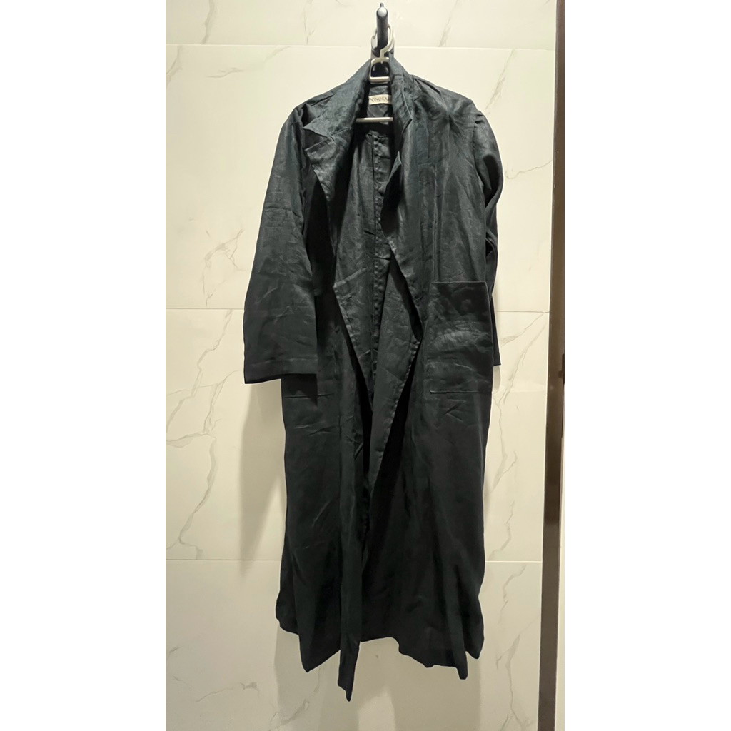 Onokabe Long Kimren Linen Blue black
