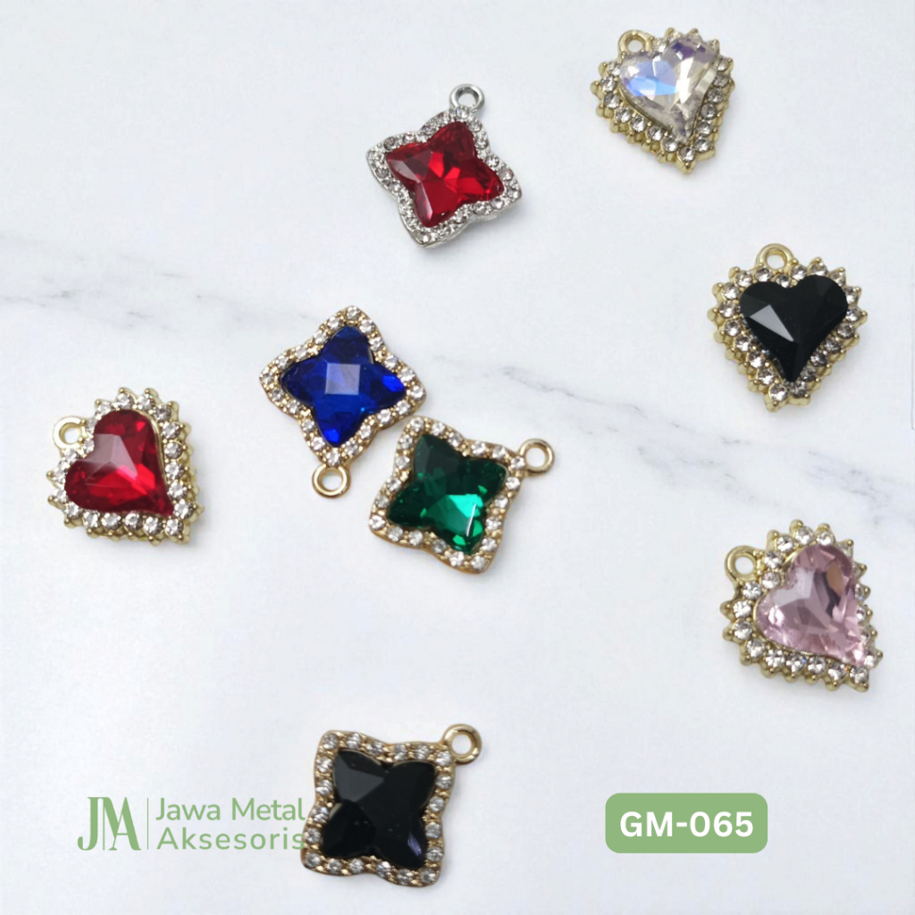 Jawa Alloy pendant Liontin Alloy Gelang Kalung Warna Warni Hati Kotak kristal Import GM-065