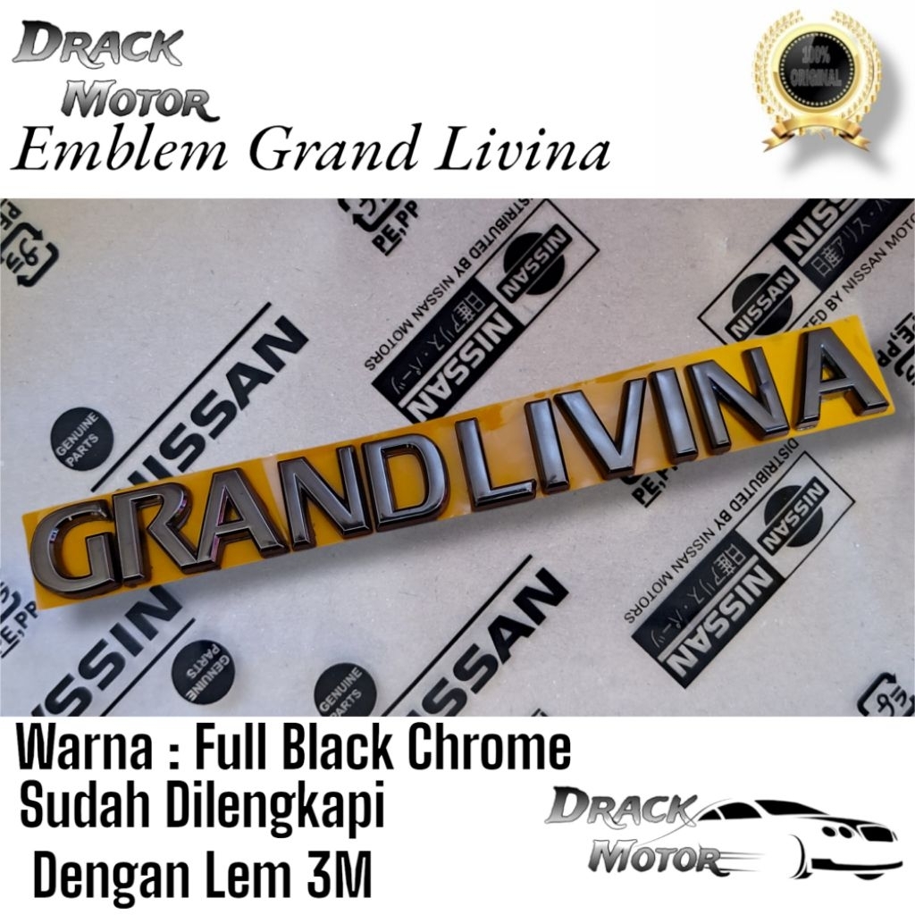 Emblem Tulisan Grand Livina Black Chrome Original Bagasi Belakang Nissan Grand Livina // Logo Emblem