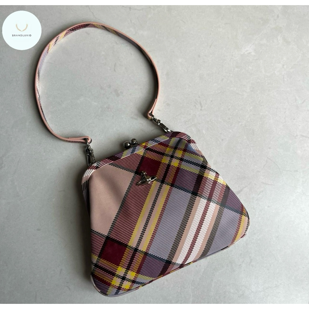 Brandluxid  granny frame clutch bag in tartan mc haze