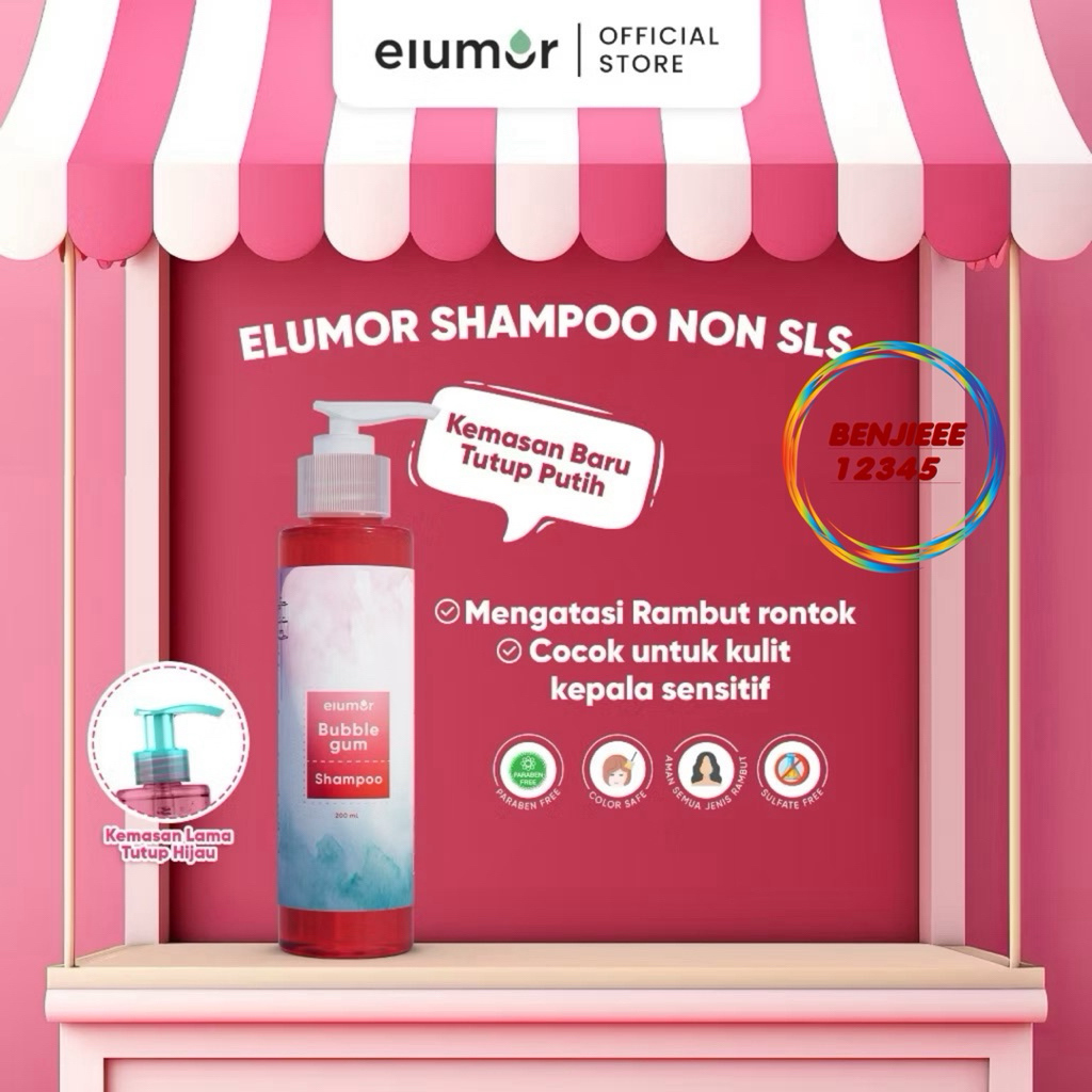 Elumor Shampoo Non Sls 200ml bubblegum elumor ELUMOR shampoo sampo rambut rontok shampo Non SLS bubb
