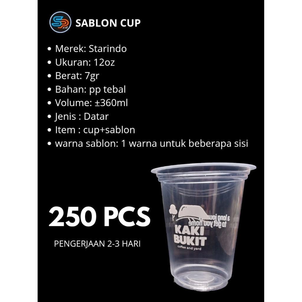 Sablon cup 12 oz datar starindo 7gr