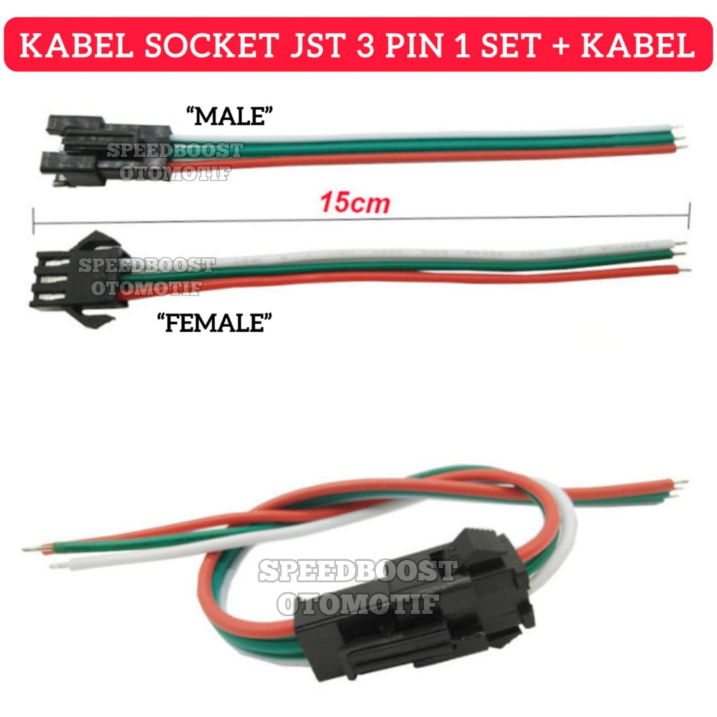 【SB】GROSIR Socket LED Strip Kabel Socket JST 3 Pin Plus Kabel Konektor LED DC SM Male Female