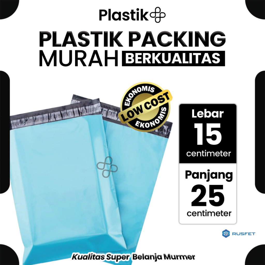 

Amplop Plastik Polymailer Baby Blue Biru 15 x 25cm Low Cost Plastic Packing Polos Shop Rusfet Murah