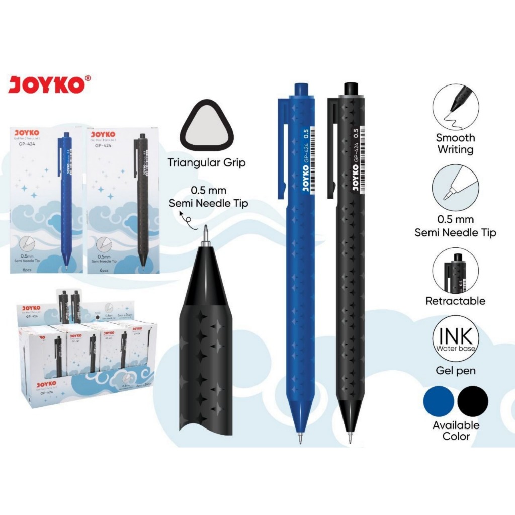 

JOYKO Gel Pen Pulpen Pena GP-424 0.5 mm 1 Set isi 6 Pcs