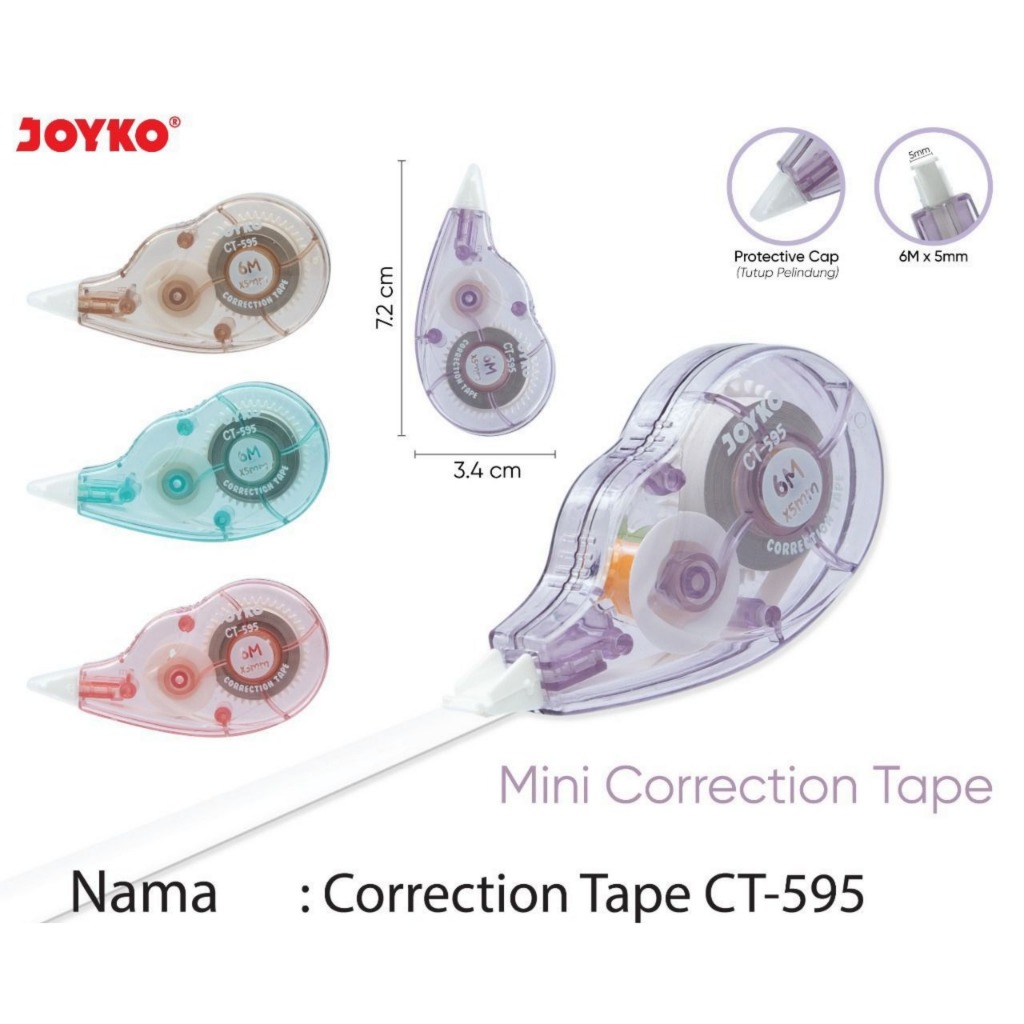 

Corection Tapee Mini Joyko CT-595 // Pita Koreksi Mini Correction Tape CT-595 6Meter