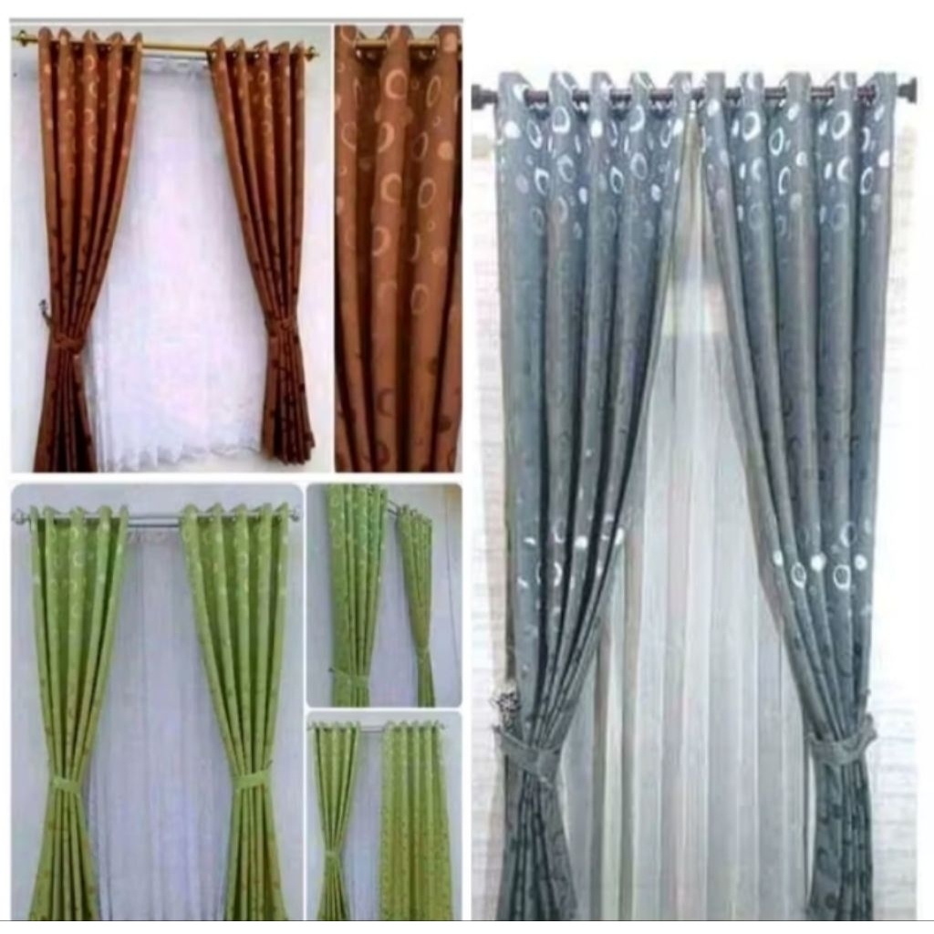 Gorden Pintu / Gorden jendela / Gorden Minimalis Motif Polkadot Model Smokring