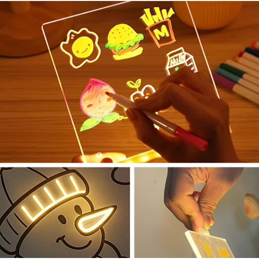 

Papan Gambar - Papan Tulis Akrilik LED USB Bercahaya 20cm + Lampu & Spidol Drawing Board