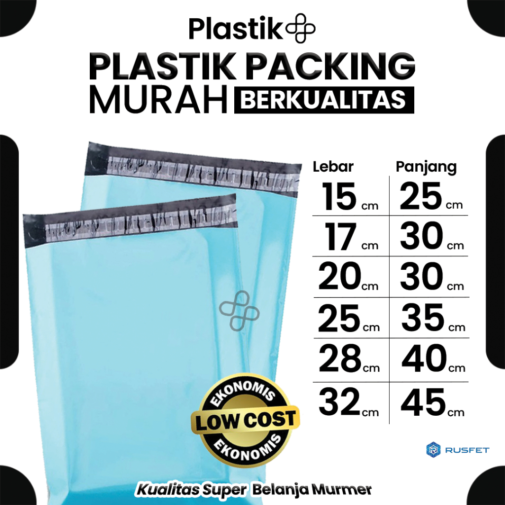 

Amplop Plastik Polymailer Baby Blue Biru Low Cost Plastic Packing Polos Online shop Rusfet Murah
