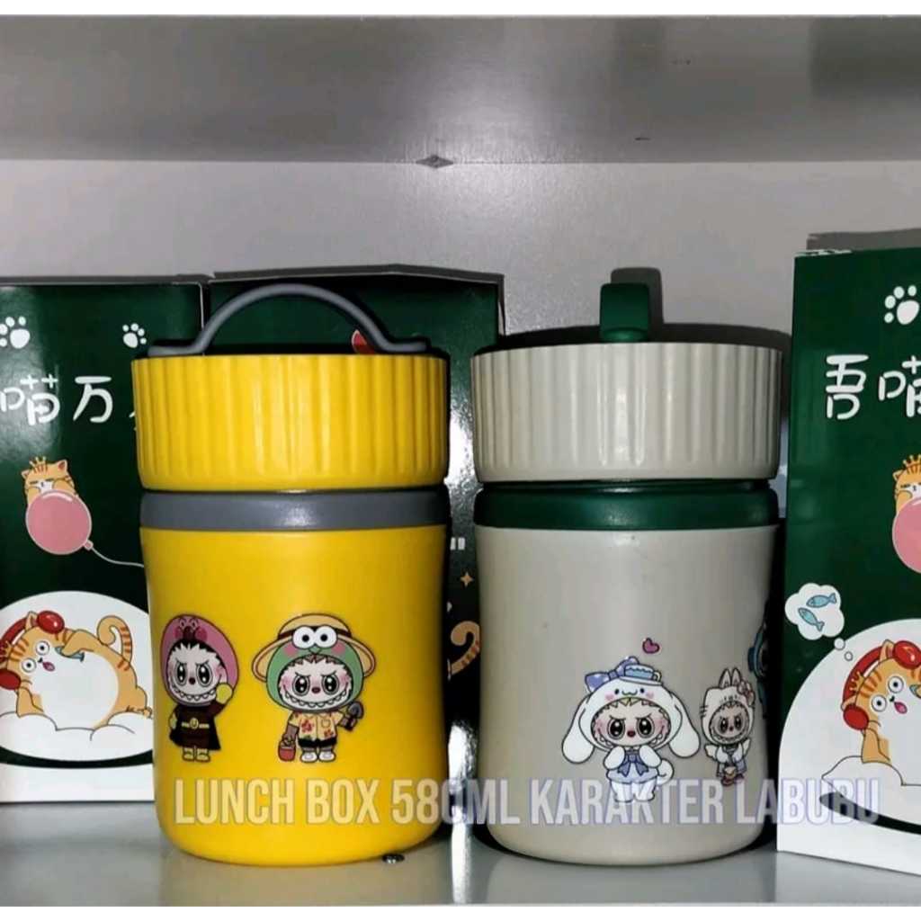 Termos Bubur MPASI Bayi Breakfast Cup Baby Food Container/ MOTIF LABUBU 580ML BPA FREE