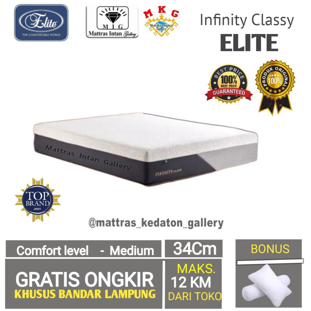 Springbed Elite infinity classy T 34Cm - Kasur elite Spring Bed 160 180 Mattras intan Gallery bandar