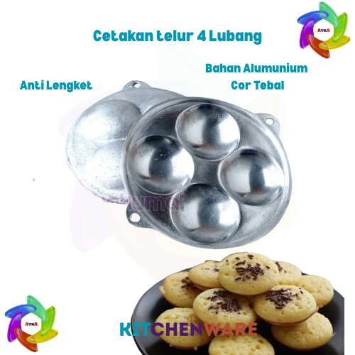 Cetakan Kue Cubit Lumpur Surabi 4 Lubang Carabika Bulat Anti Lengket Telur Puyuh Ceplok Mini Congkel