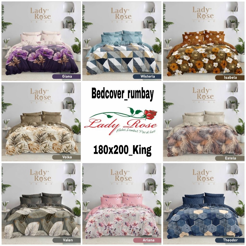 Lady Rose - Bedcover lady rose 180x200 bedcover rumbai lady rose motif terlaris