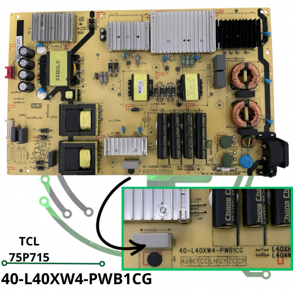 ORIGINAL BARU PSU POWER SUPPLY REGULATOR MESIN TV LED TCL 75 INCH 75P715 40-L40XW4-PWB1CG
