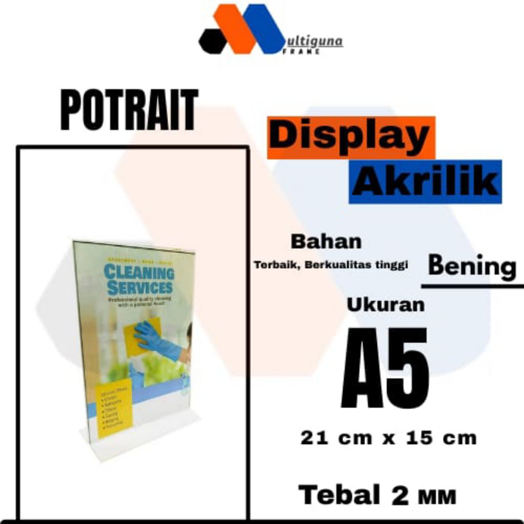 

Tempat Brosur Display Menu Standing Akrilik Ackrylic Ukuran A5 TIPE T Tebal 2mm