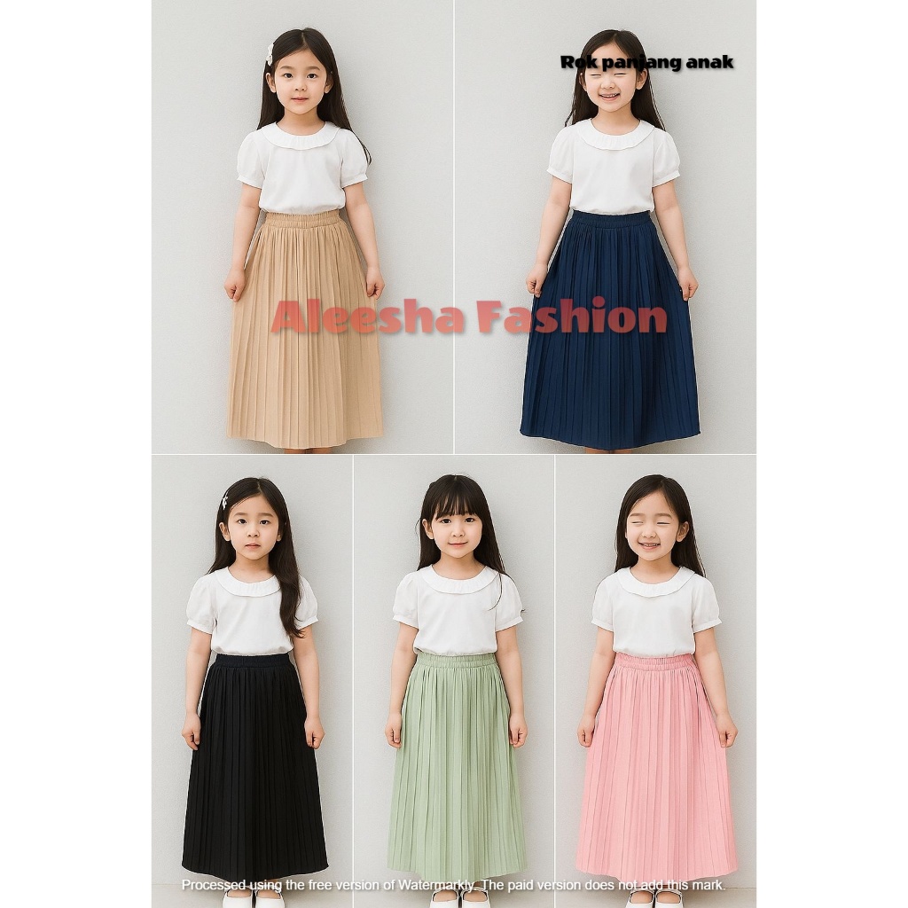 Rok panjang anak cewek usia 2-14 tahun dan remaja Celana rok plisket anak perempuan bahan premium