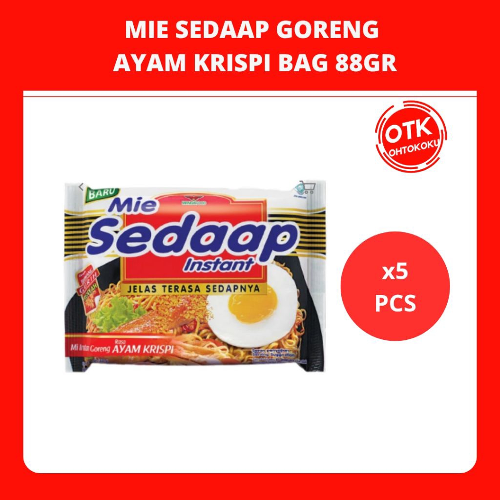 

SEDAAP Mie Instan Goreng Ayam Krispi Bag 88GR x 5 Bag