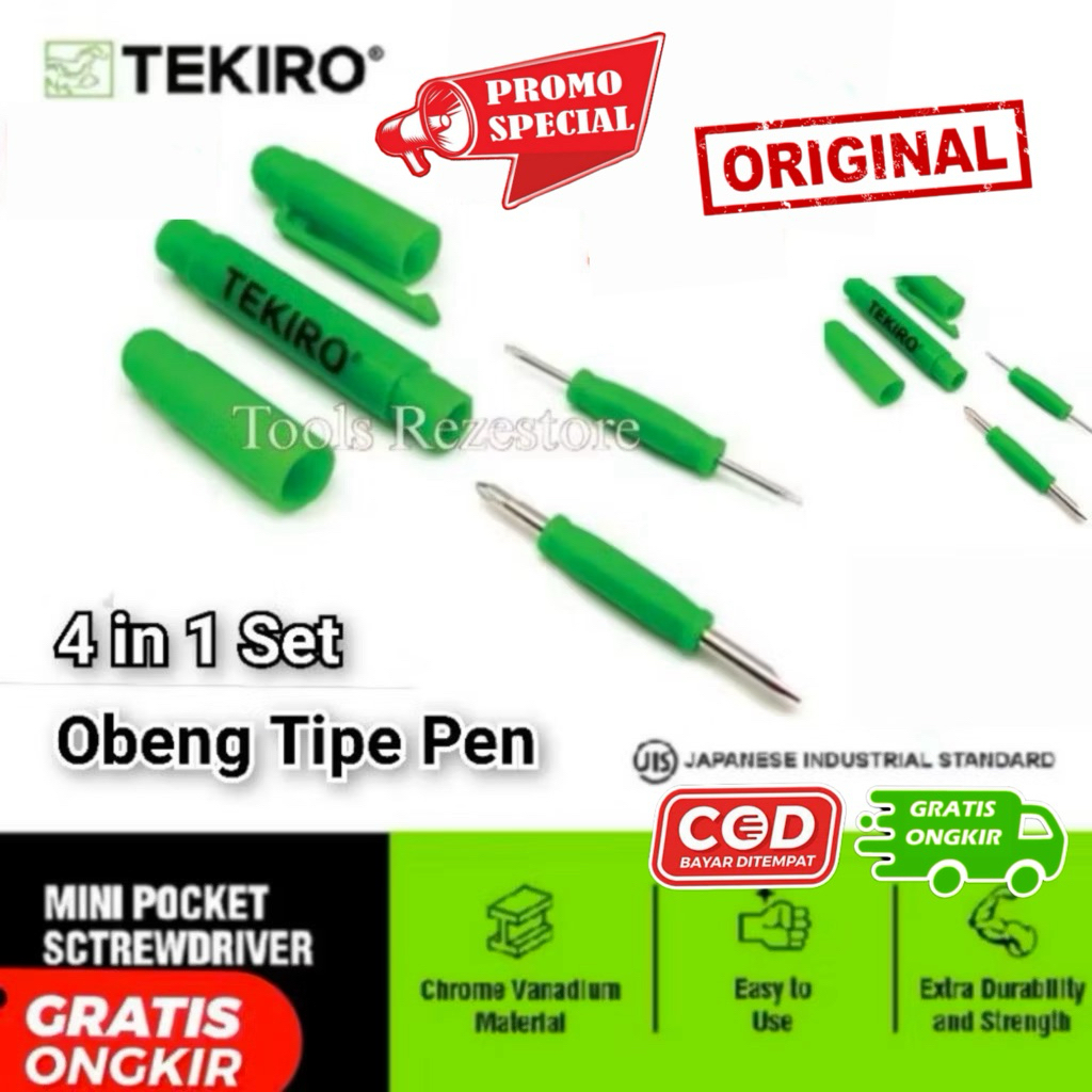 OBENG TIPE PEN TEKIRO SET 4 IN 1 ORIGINAL MINI POCKET SCREWDRIVE SET TOOLS ALAT PERKAKAS BANGUNAN ob