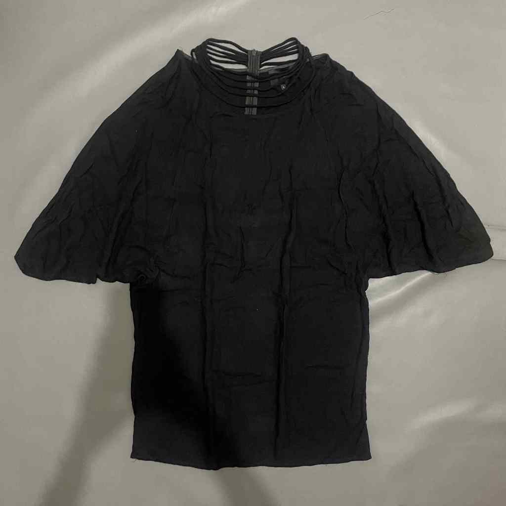 DEWASA C084 (HOTEL PARTICULIER ORI, PRELOVED) Dress Tunik Oversized Loose Tangan Pendek Leher Kalung