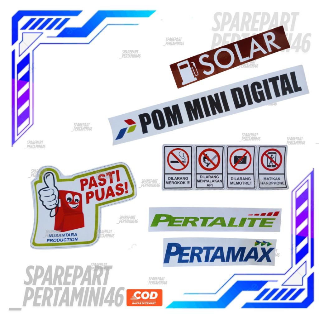 Stiker Set 3 Nozzle Pertalite,Pertamax Dan Solar Pom Mini Digital Pertamini Terbaru
