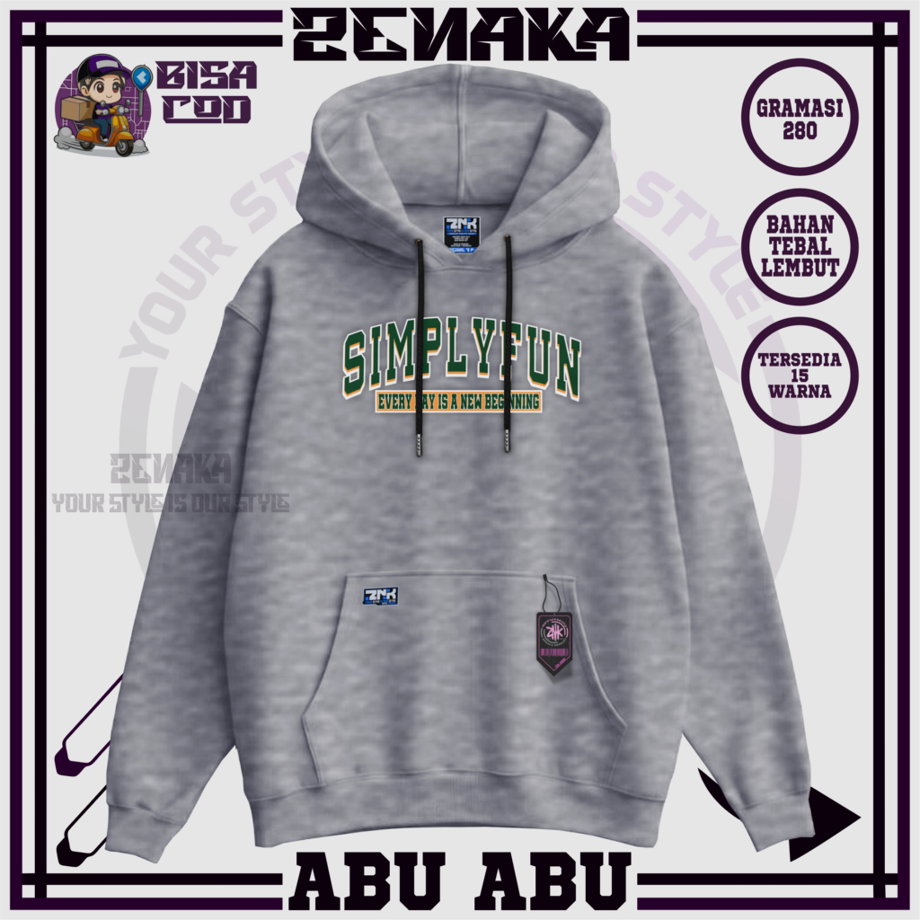Jaket hoodie cowok bahan tebal warna abuabu Zenaka Hoodie pria distro aesthetic graffity Jaket pria 