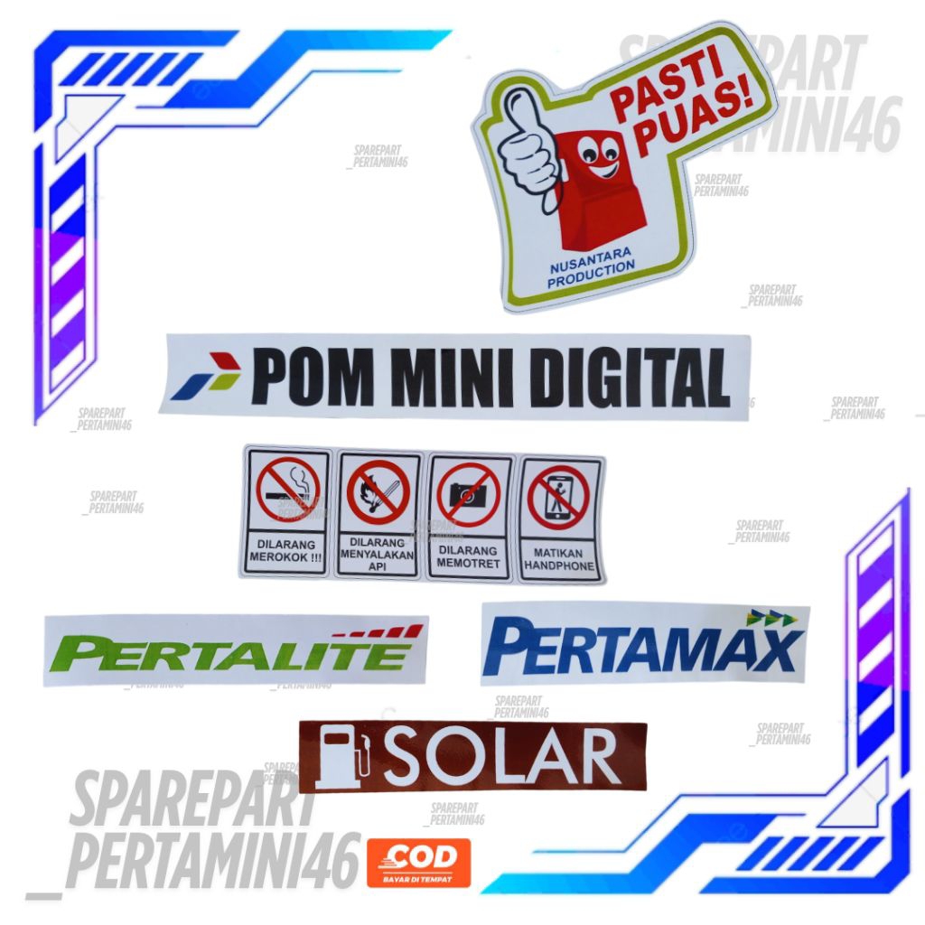 Stiker Set 3 Nozzle Pertalite,Pertamax Dan Solar Pom Mini Digital Pertamini Terlaris